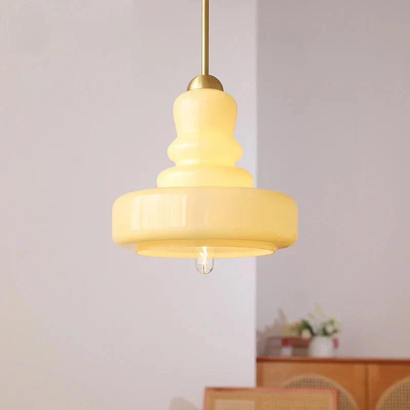 Designer Hanging Lamp with Milk Glass Bauhaus