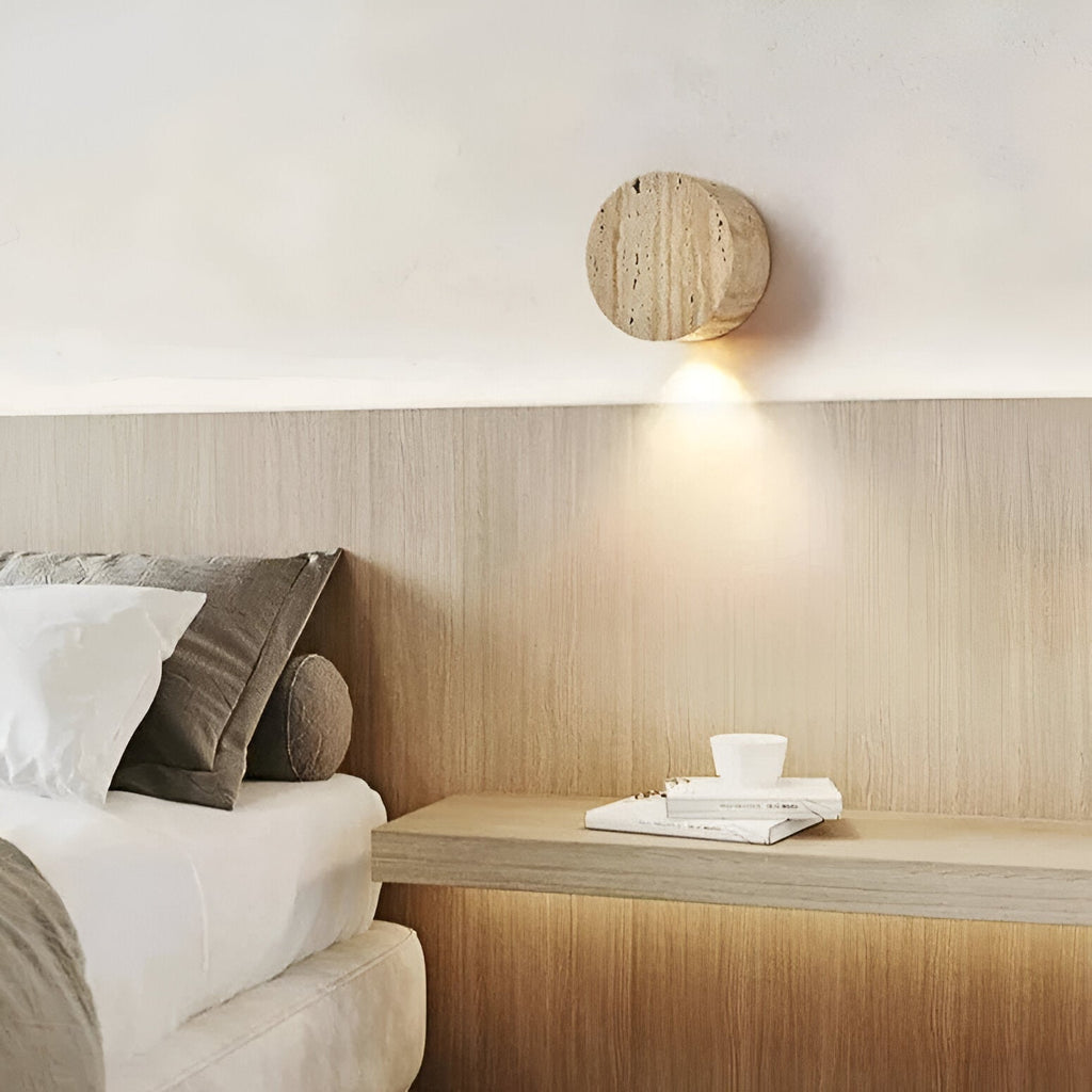 Japanese Wabi-Sabi Travertine Stone Wall Sconce LED 1-Light