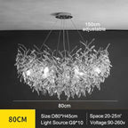 Exclusive chandelier with crystal leaves – branch effect, modern elegance