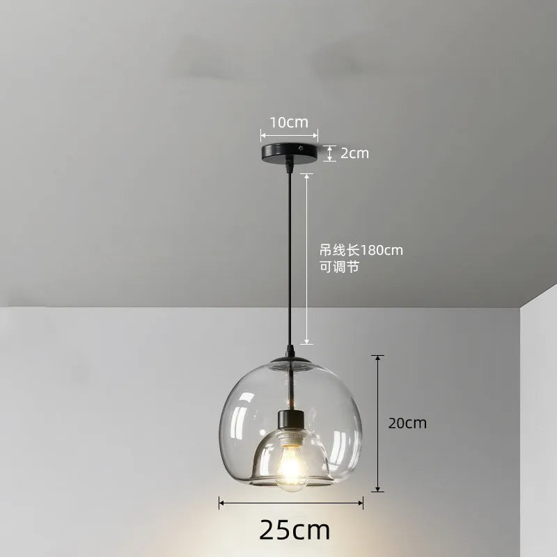 Glass Pendant Lamp – Double Shade in Industrial Style