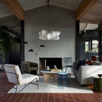 Ceiling lamp with silk shade in Japanese wabi-sabi style