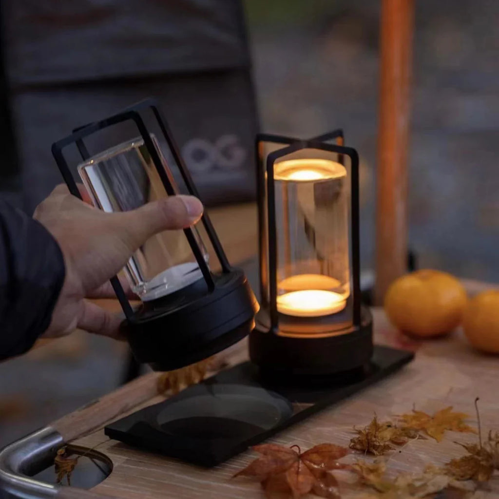 Modern LED Table Lamp Lantern with Touch Switch and Elegant Metal Frame