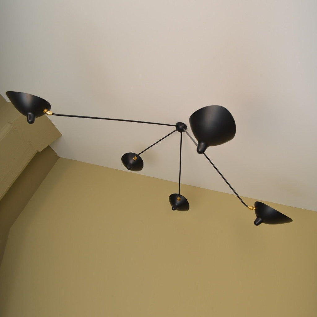 Solara Three-Arm Black Sculptural Ceiling Light