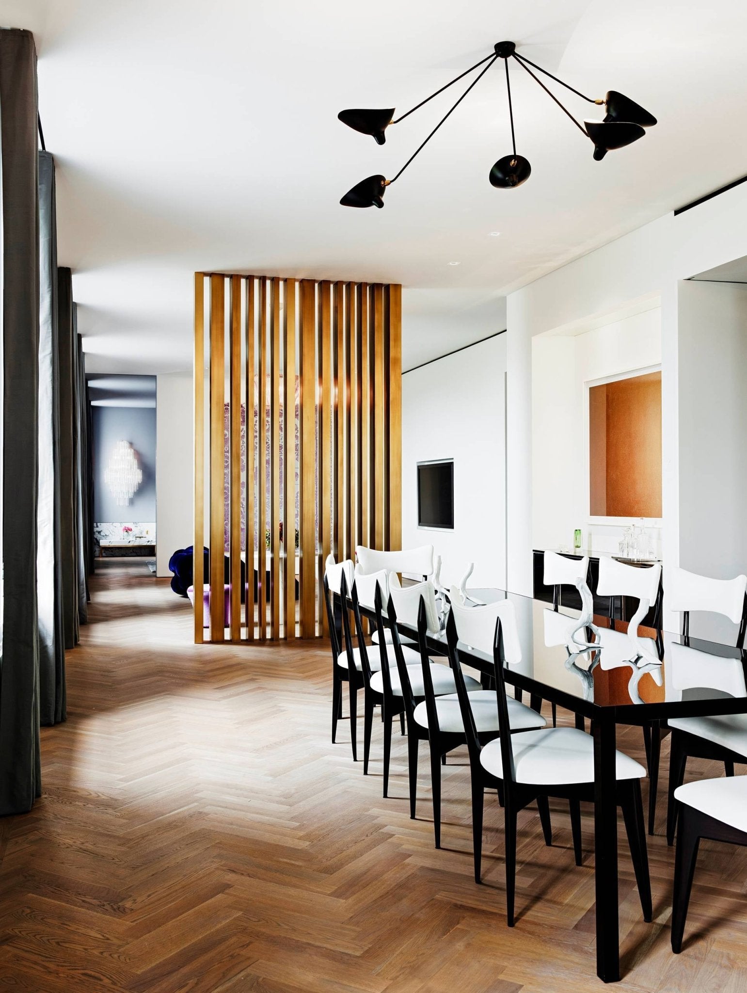 Solara Three-Arm Black Sculptural Ceiling Light