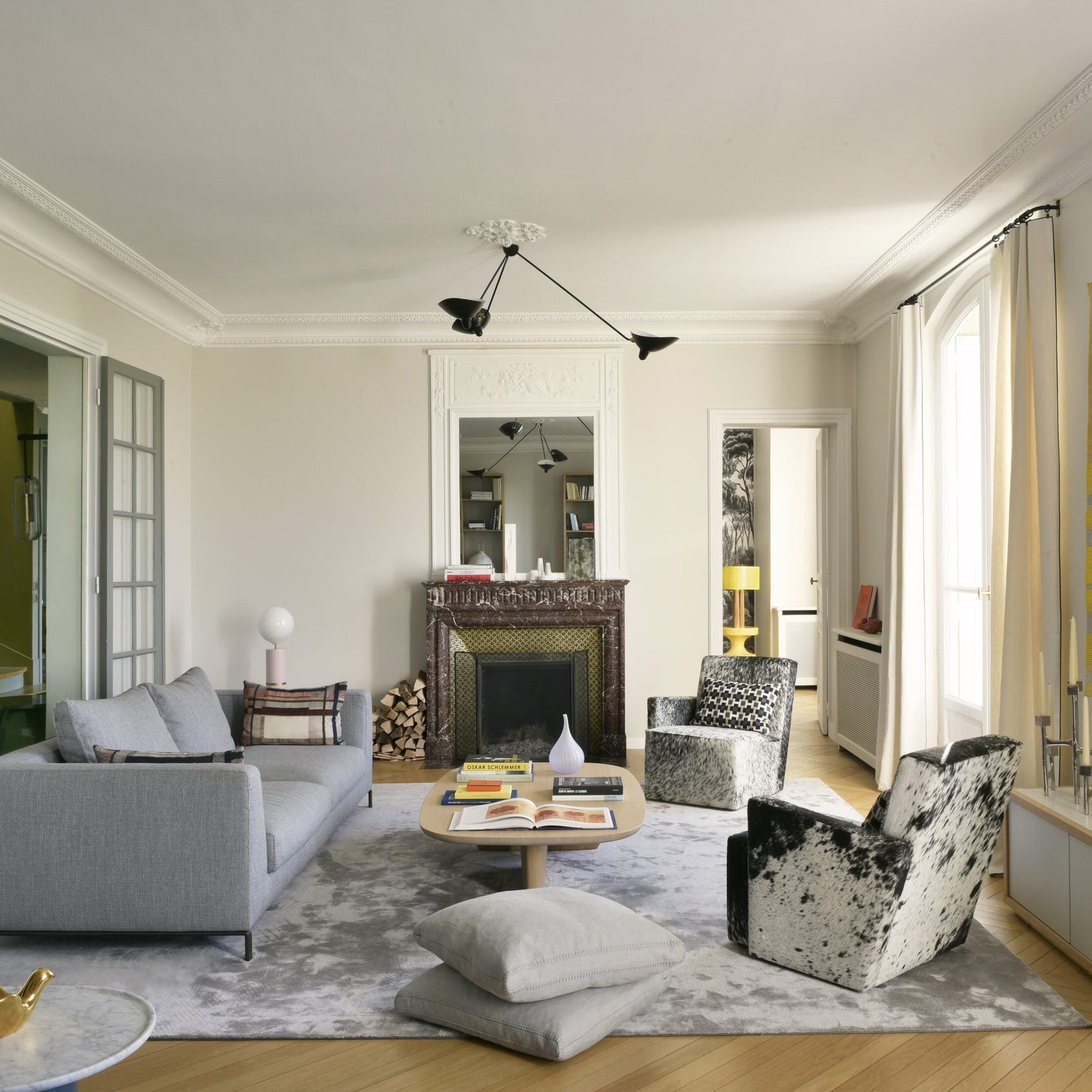 Solara Three-Arm Black Sculptural Ceiling Light