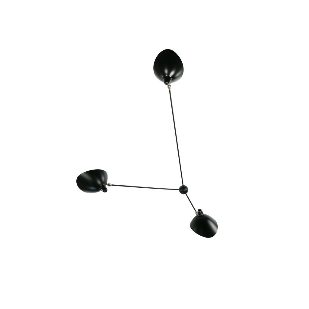 Solara Three-Arm Black Sculptural Ceiling Light