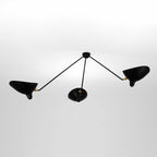 Solara Three-Arm Black Sculptural Ceiling Light