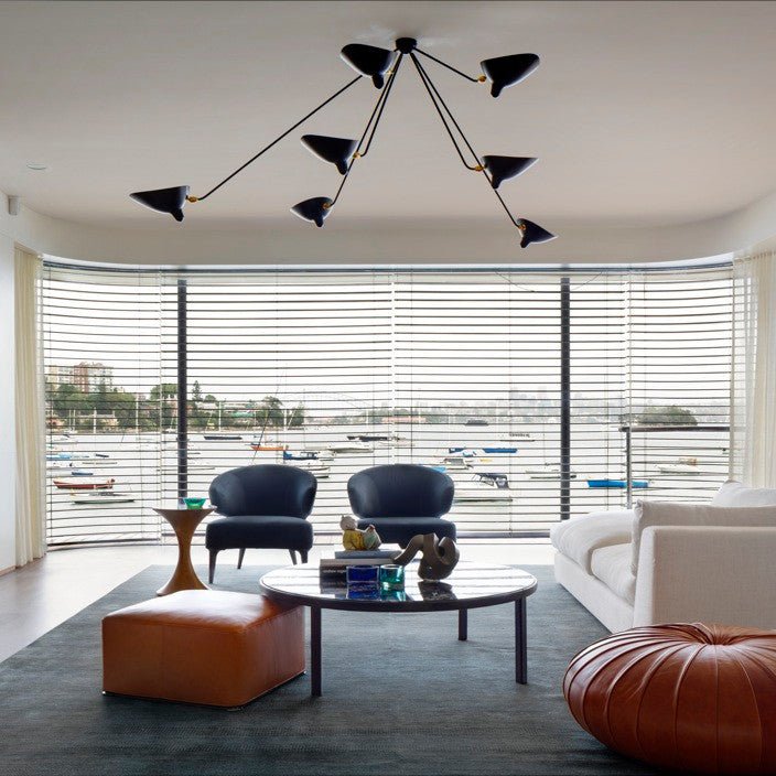 Solara Three-Arm Black Sculptural Ceiling Light