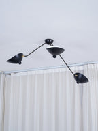 Solara Three-Arm Black Sculptural Ceiling Light