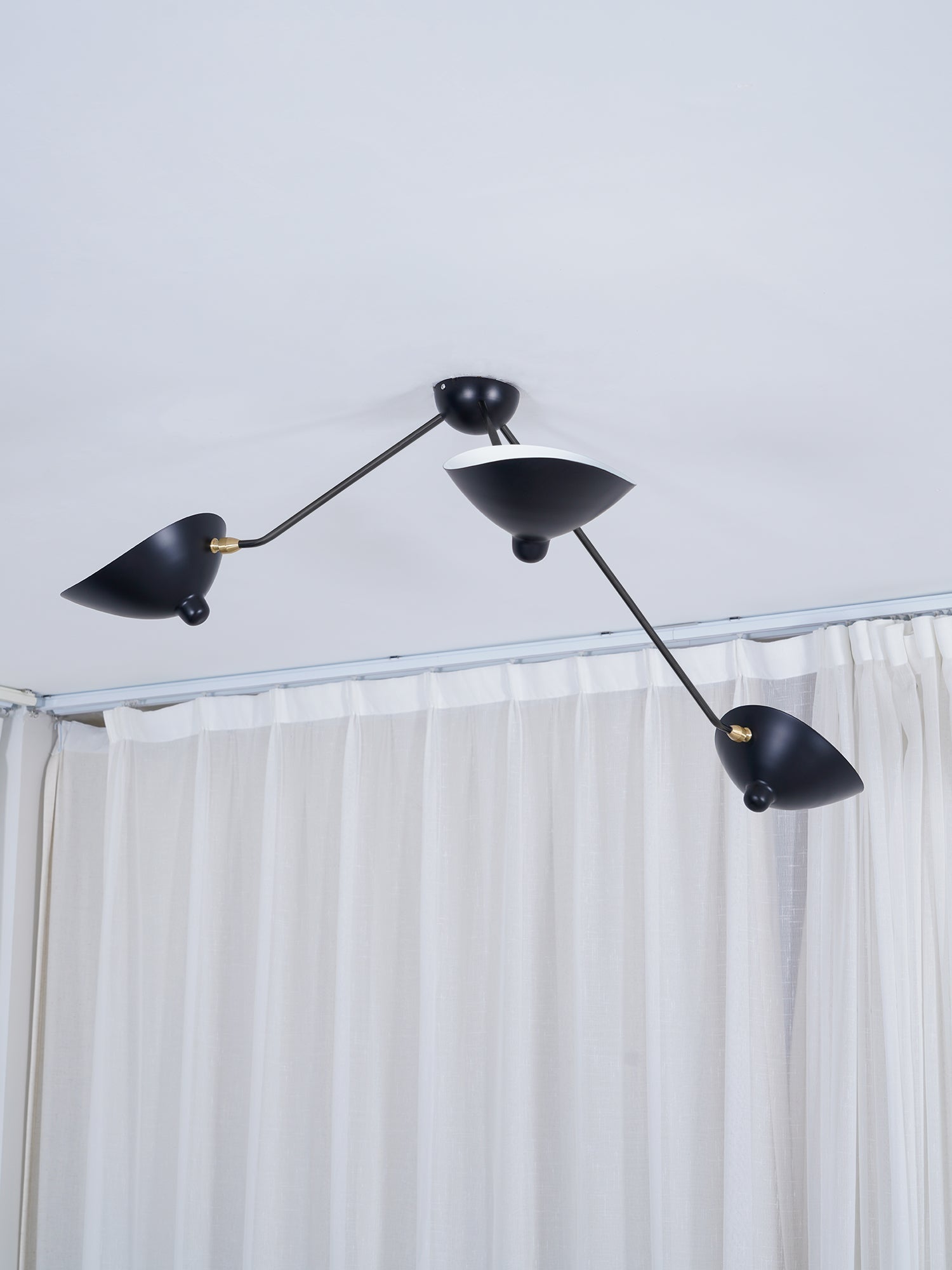 Solara Three-Arm Black Sculptural Ceiling Light