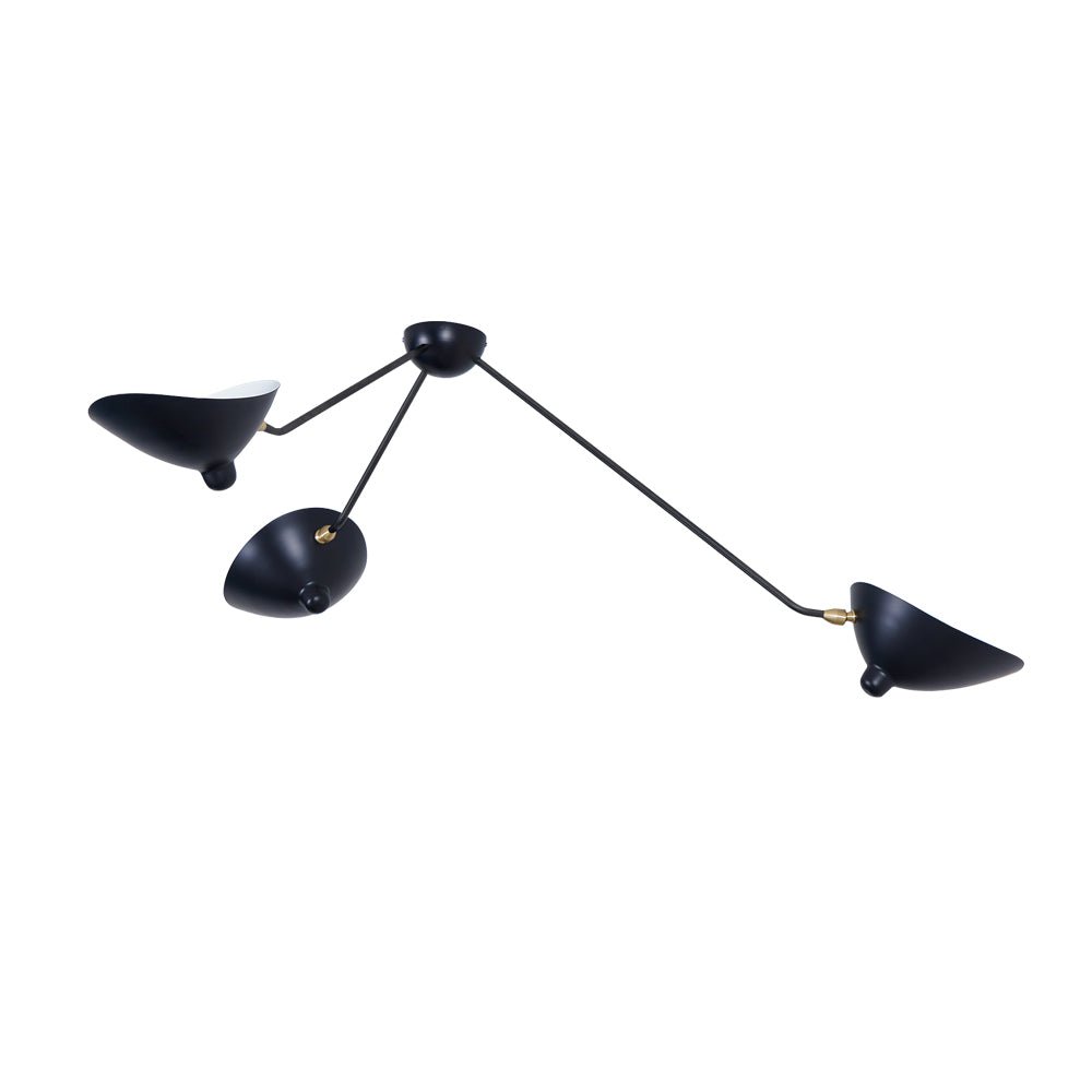 Solara Three-Arm Black Sculptural Ceiling Light