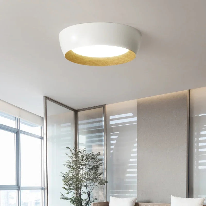 Modern LED Ceiling Lamp with Wooden Accent