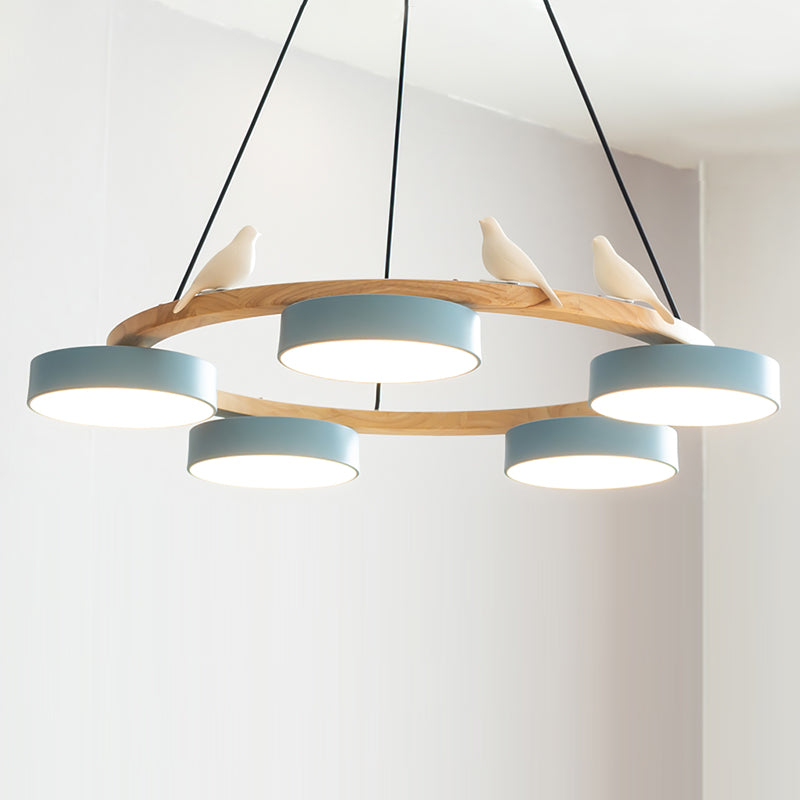 Cliff Round Chandelier with Bird