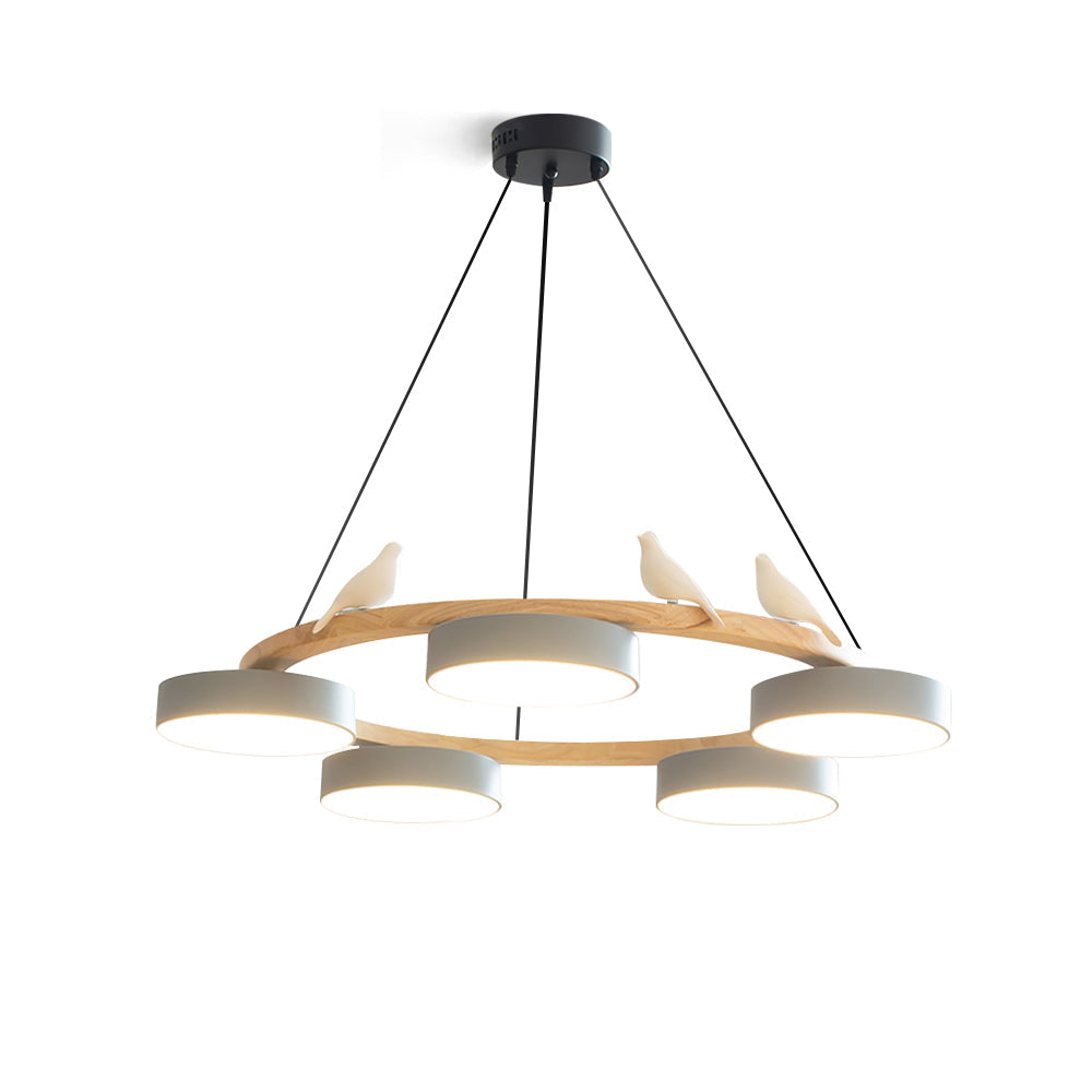 Cliff Round Chandelier with Bird