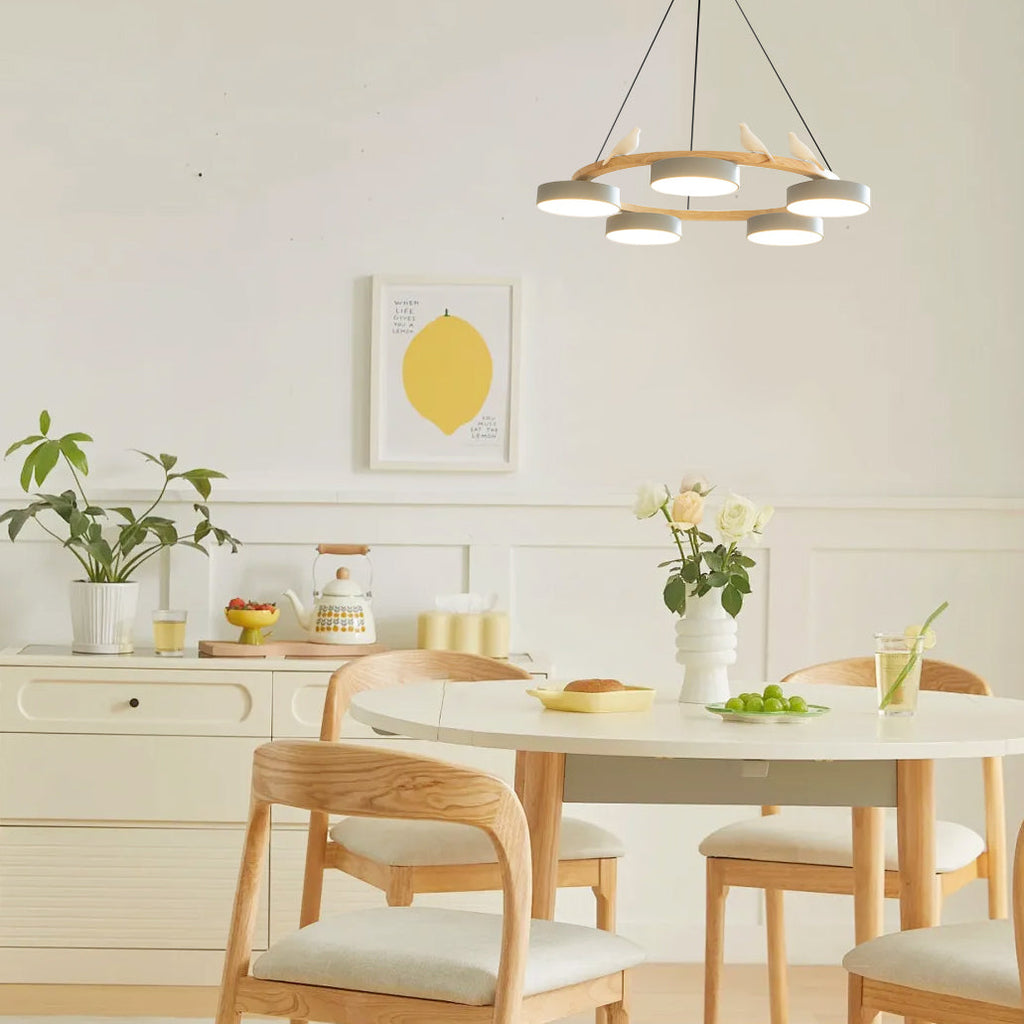 Cliff Round Chandelier with Bird