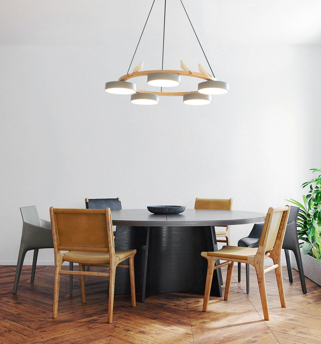 Cliff Round Chandelier with Bird