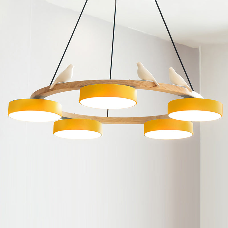 Cliff Round Chandelier with Bird