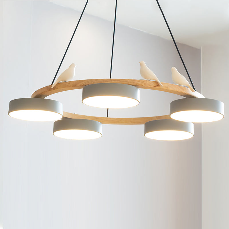 Cliff Round Chandelier with Bird