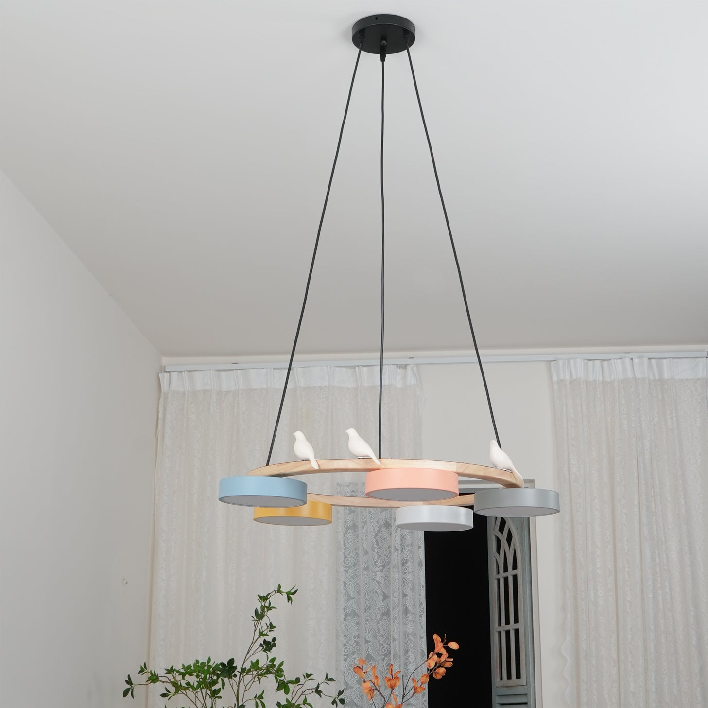 Cliff Round Chandelier with Bird