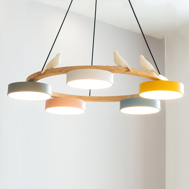 Cliff Round Chandelier with Bird