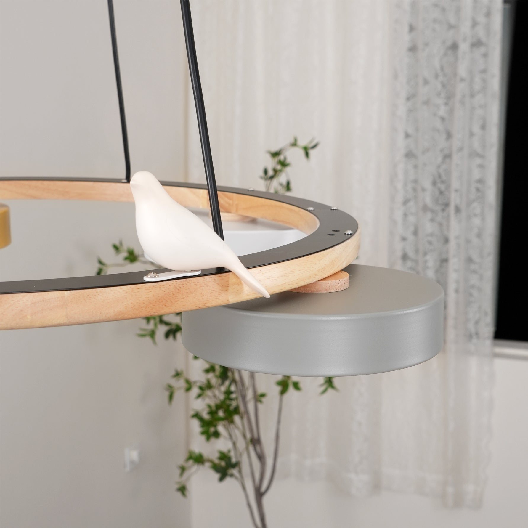 Cliff Round Chandelier with Bird