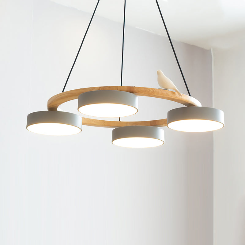 Cliff Round Chandelier with Bird