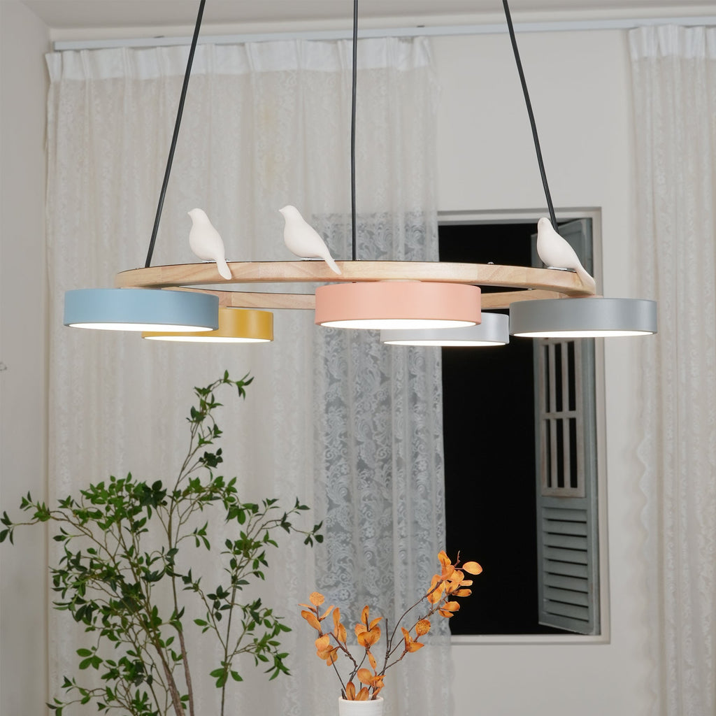 Cliff Round Chandelier with Bird