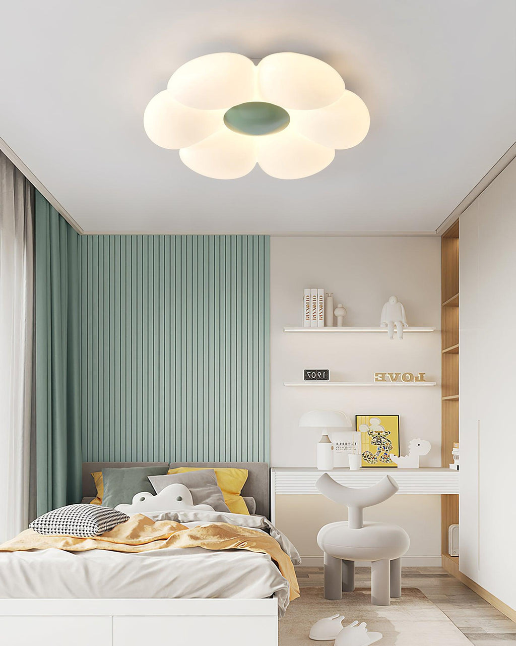 Solara Six-Petal Flower Ceiling Light for Children's Room