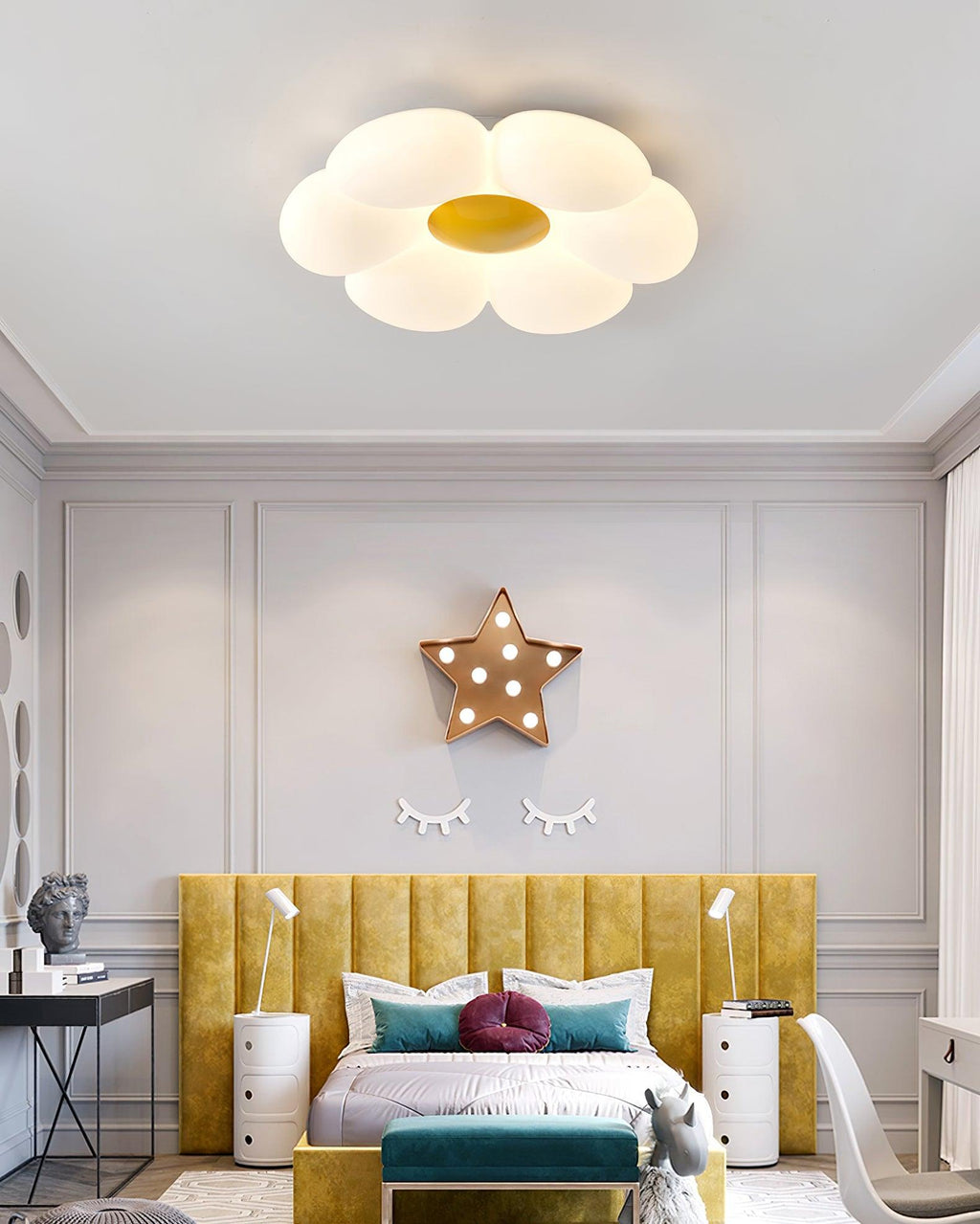 Solara Six-Petal Flower Ceiling Light for Children's Room