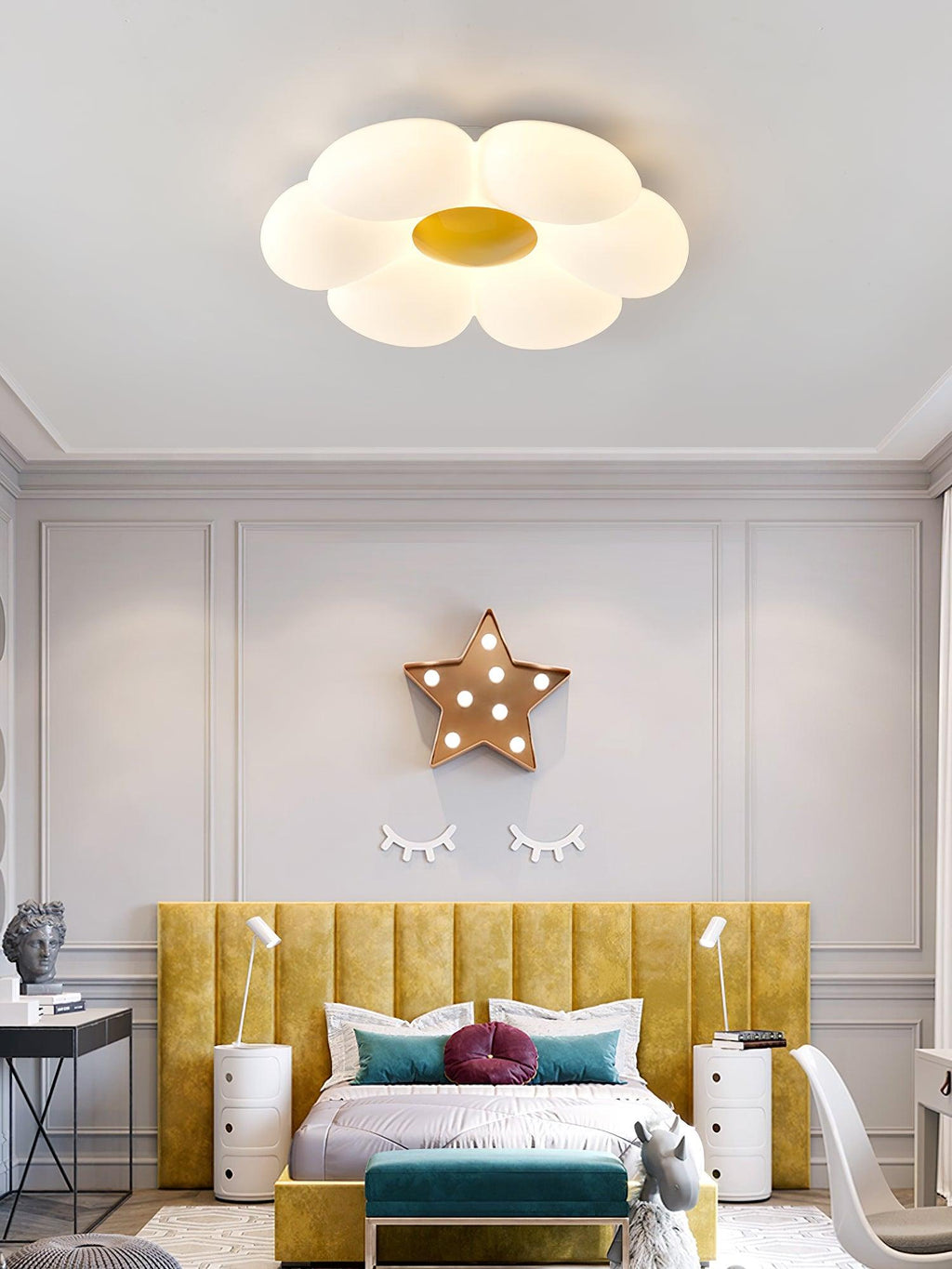 Solara Six-Petal Flower Ceiling Light for Children's Room