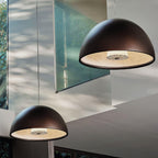 Elegant Black Dome Suspension with Embossed Plaster Interior