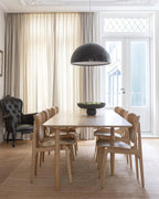 Elegant Black Dome Suspension with Embossed Plaster Interior