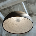 Elegant Black Dome Suspension with Embossed Plaster Interior