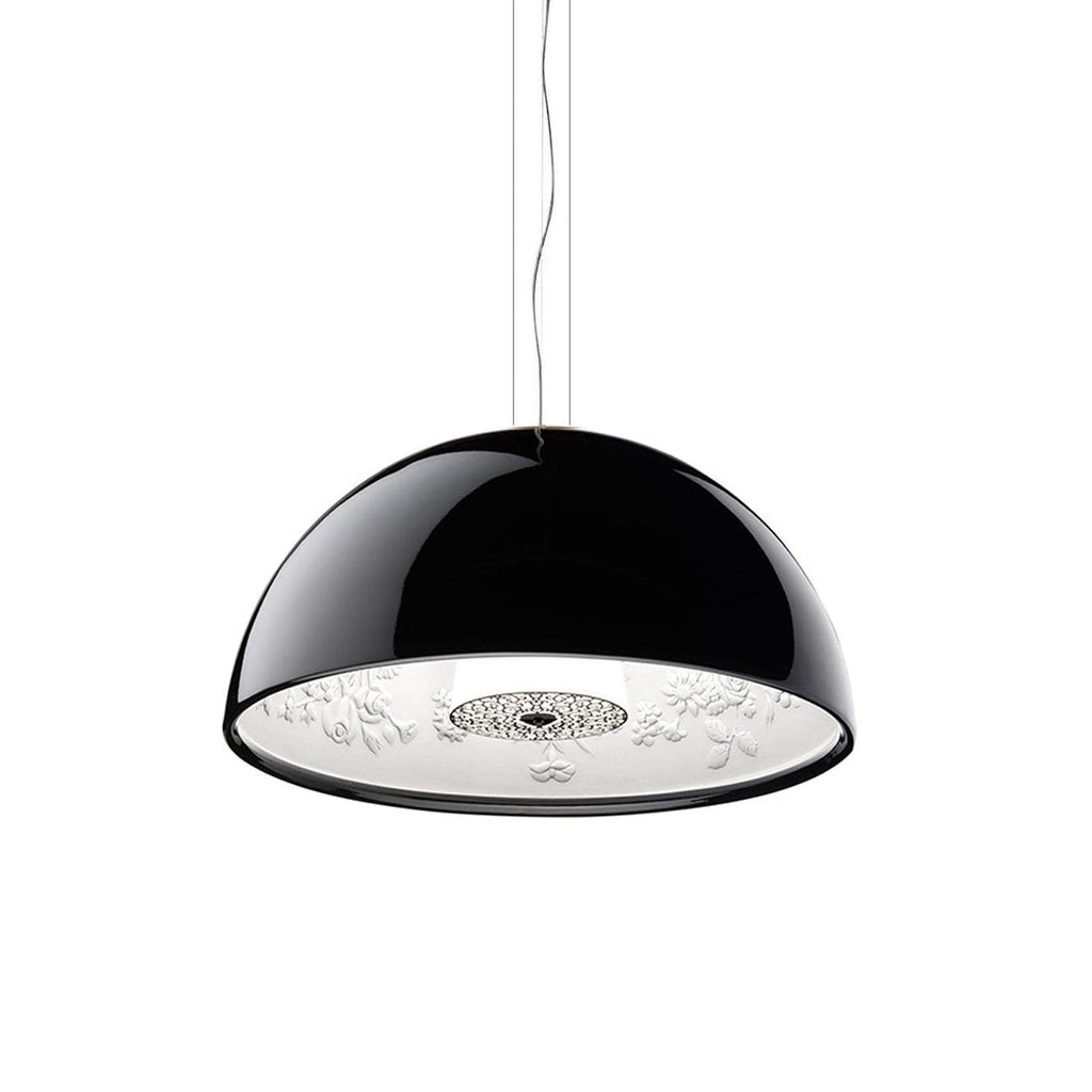 Elegant Black Dome Suspension with Embossed Plaster Interior