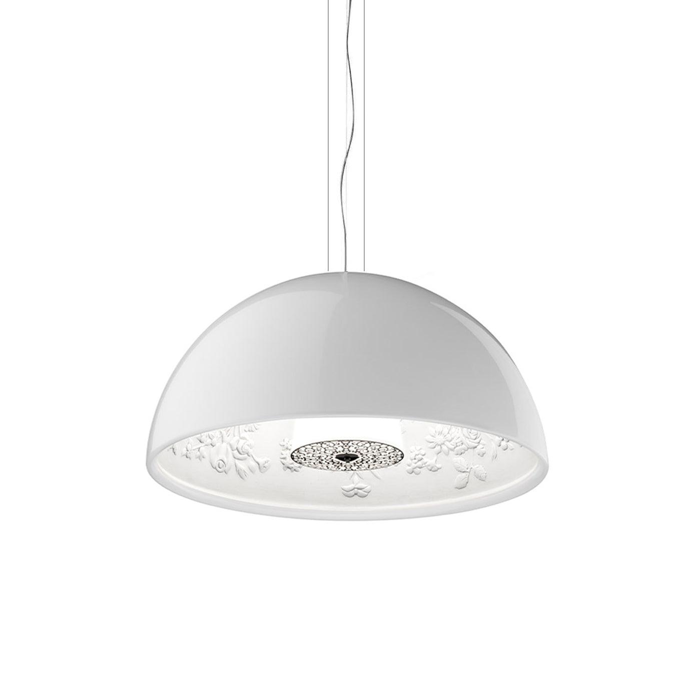 Elegant Black Dome Suspension with Embossed Plaster Interior