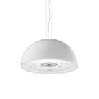 Elegant Black Dome Suspension with Embossed Plaster Interior