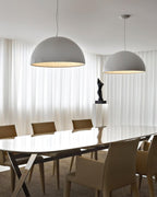 Elegant Black Dome Suspension with Embossed Plaster Interior