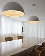 Elegant Black Dome Suspension with Embossed Plaster Interior