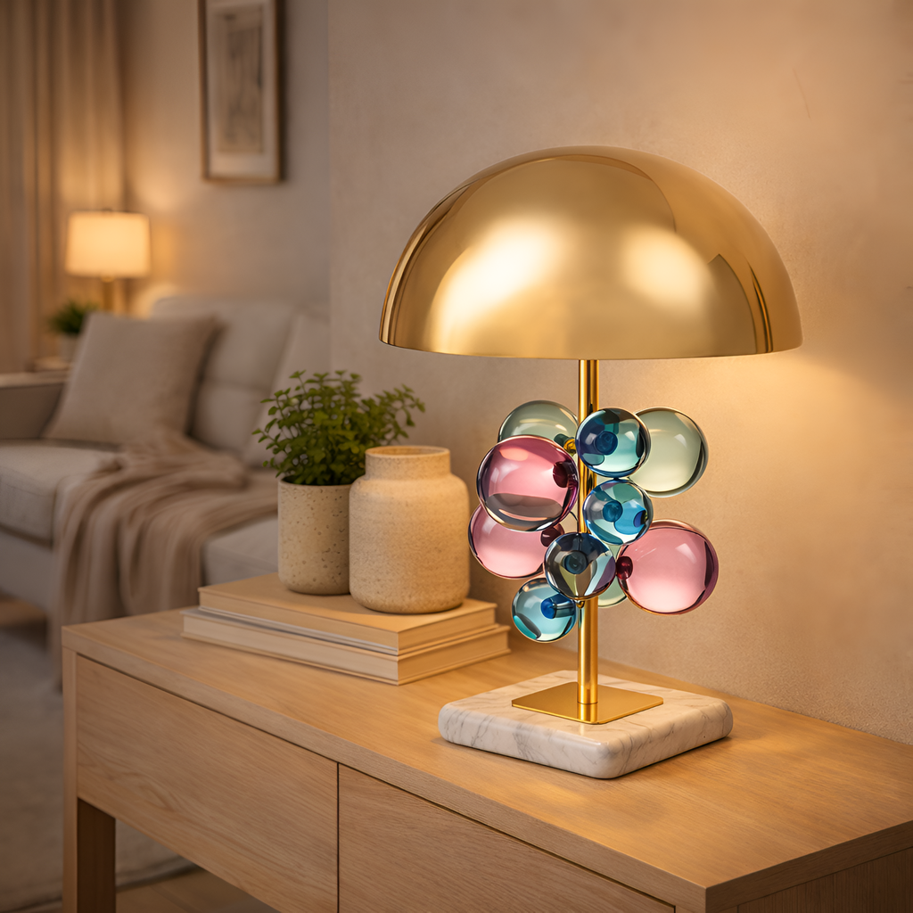 Brielle - Golden Mushroom Table Lamp Crystal Ball Design