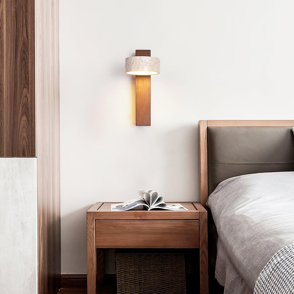 Jovan Wall Sconce in Travertine & Wood