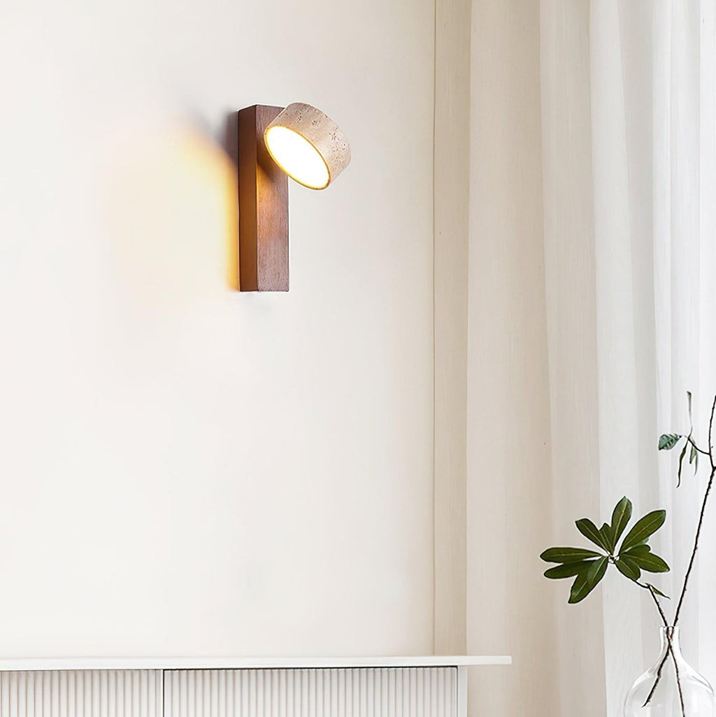 Jovan Wall Light Made of Travertine and Wood