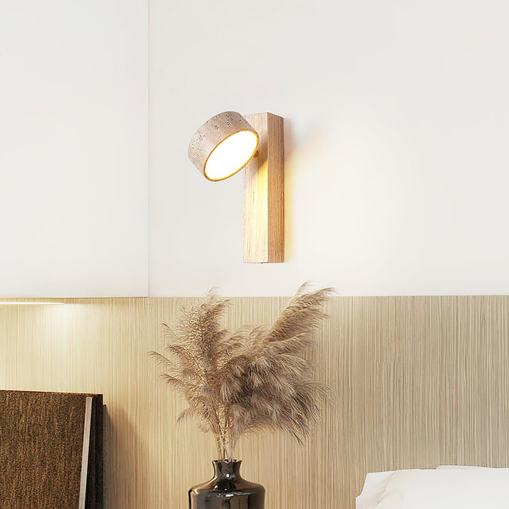 Jovan Wall Sconce in Travertine & Wood