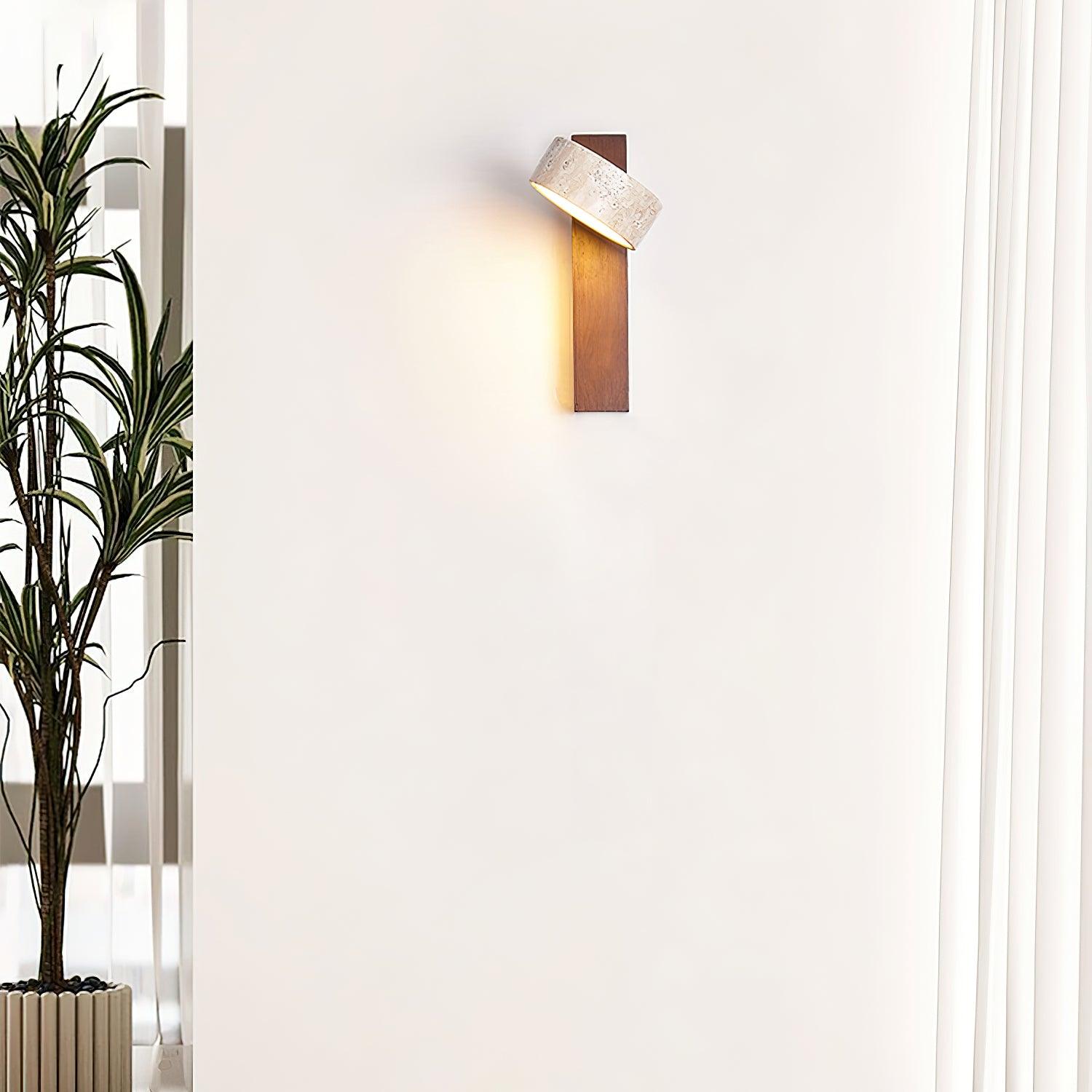 Jovan Wall Sconce in Travertine & Wood