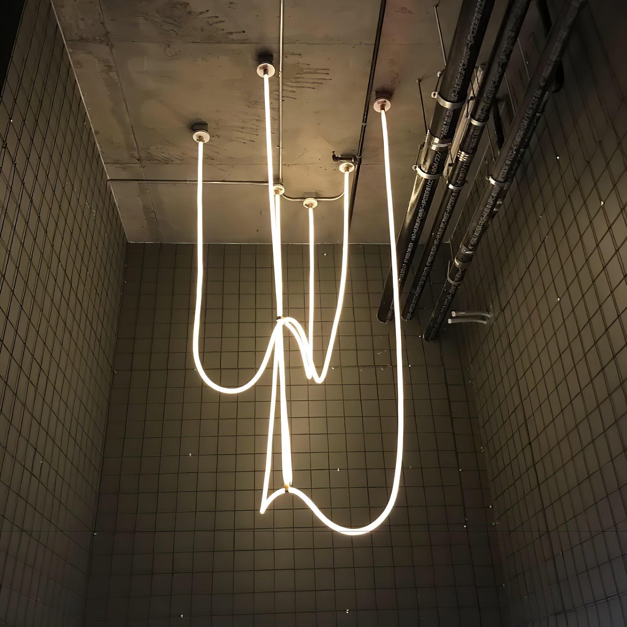 Solara Pendant Light Flexible Curve Silicone Brass