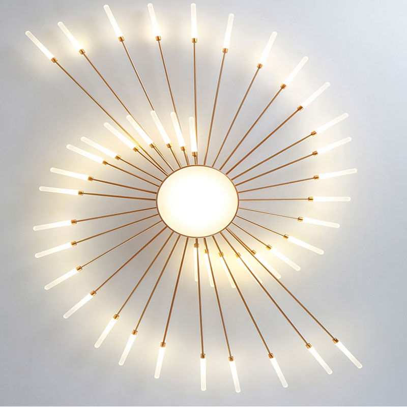 Wesley Modern Linear Firework Ceiling Light Black/Gold