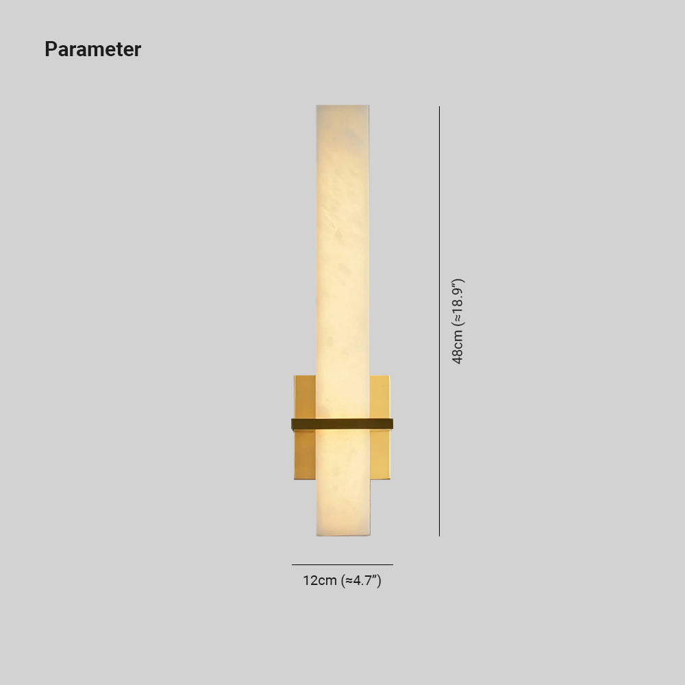 Ritta Wall Lamp White Alabaster Brass Modern Cuboid