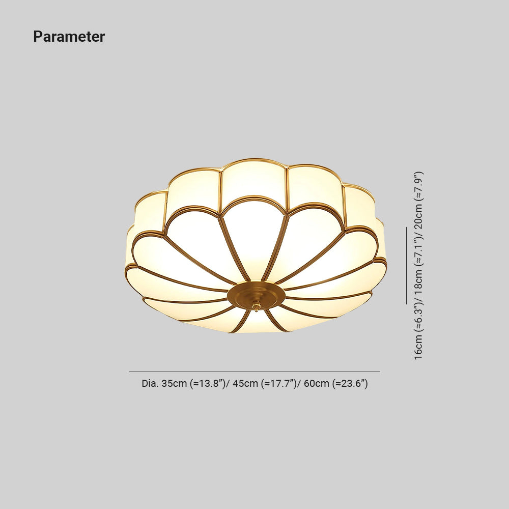 Ulira Ceiling Light Flower Shape Frosted Glass Brass