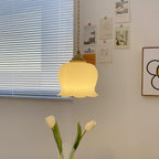Vintage Brass Petal Glass Pendant Light 1-Light