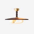 Yeste Ceiling Light in Walnut Color and White Alabaster Imitation