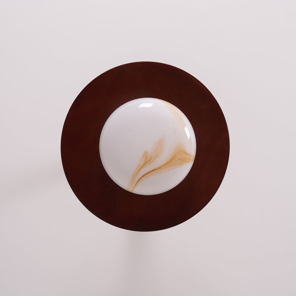 Yeste Ceiling Light in Walnut Color and White Alabaster Imitation